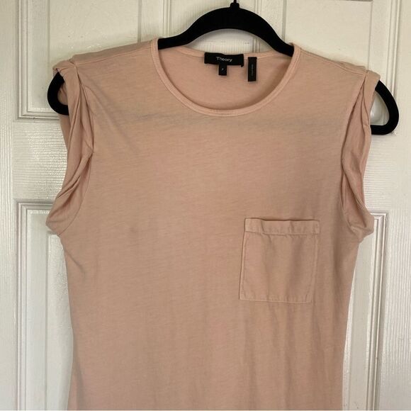 THEORY Muscle Relaxed Fit T-shirt Dress in Rose Quartz Peach Size XS - Picture 3 of 6